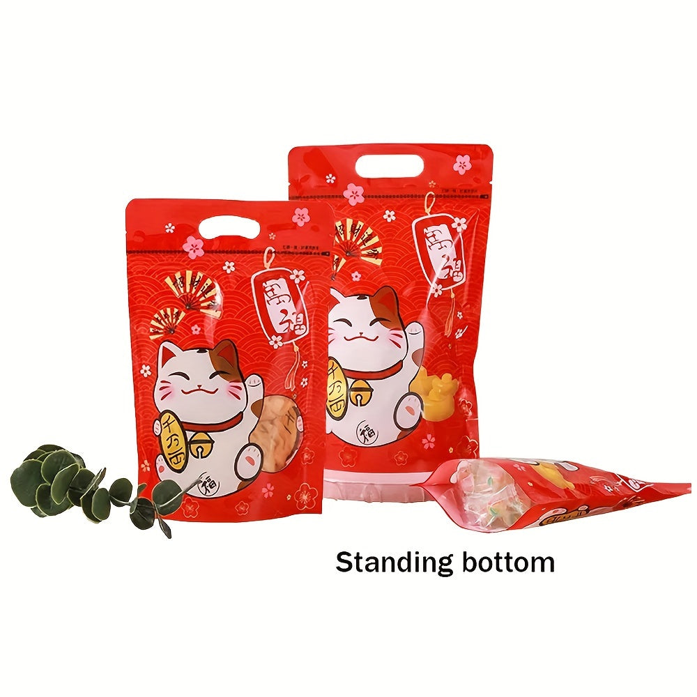 50pcs Year Gift Bags Year Stand Up Pouch Bags Candy Cookie Zip Lock Pouches