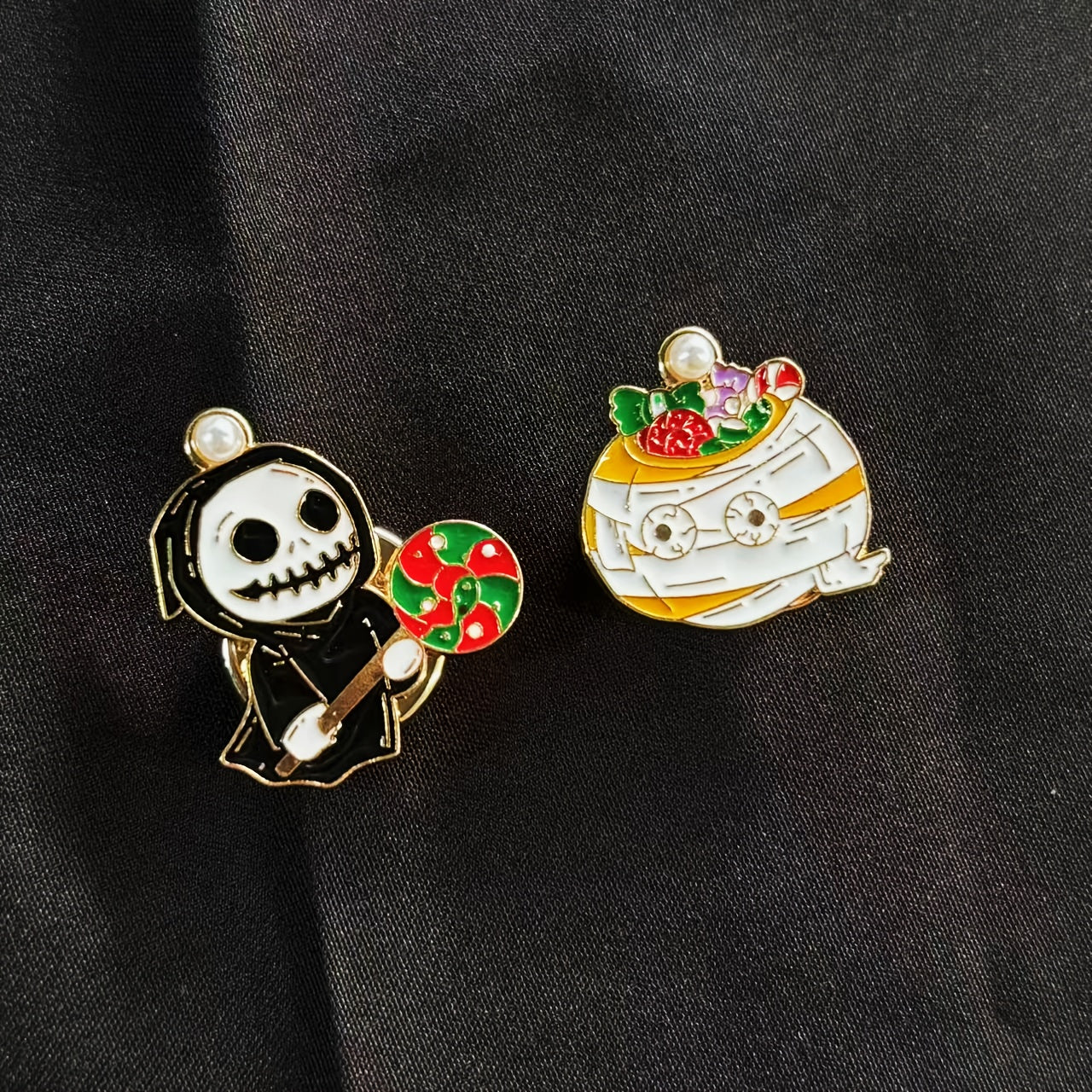 2pcs Halloween Pumpkin Button Covers Easy Clip On Jack O' Lantern