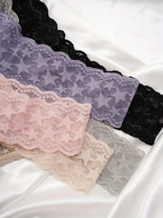 5pcs Floral Lace Thongs Sexy Semi Sheer Trim Panties Women's Lingerie