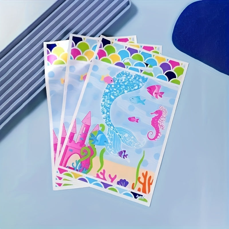 10pcs Mermaid Party Gift Bags for Kids' Birthday Baby Shower Christmas Halloween