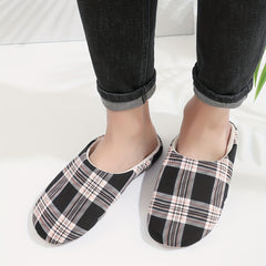 Plaid Memory Foam Home Slippers Couple Style Men's House Casual Shoes