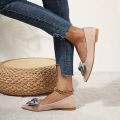 Women's Bowknot Ballet Flats Pointed Toe Slip On Shoes