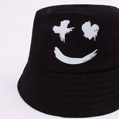 Smiling Face Fisherman Hat Print Bucket Hat Unisex Sunshade Basin Hat