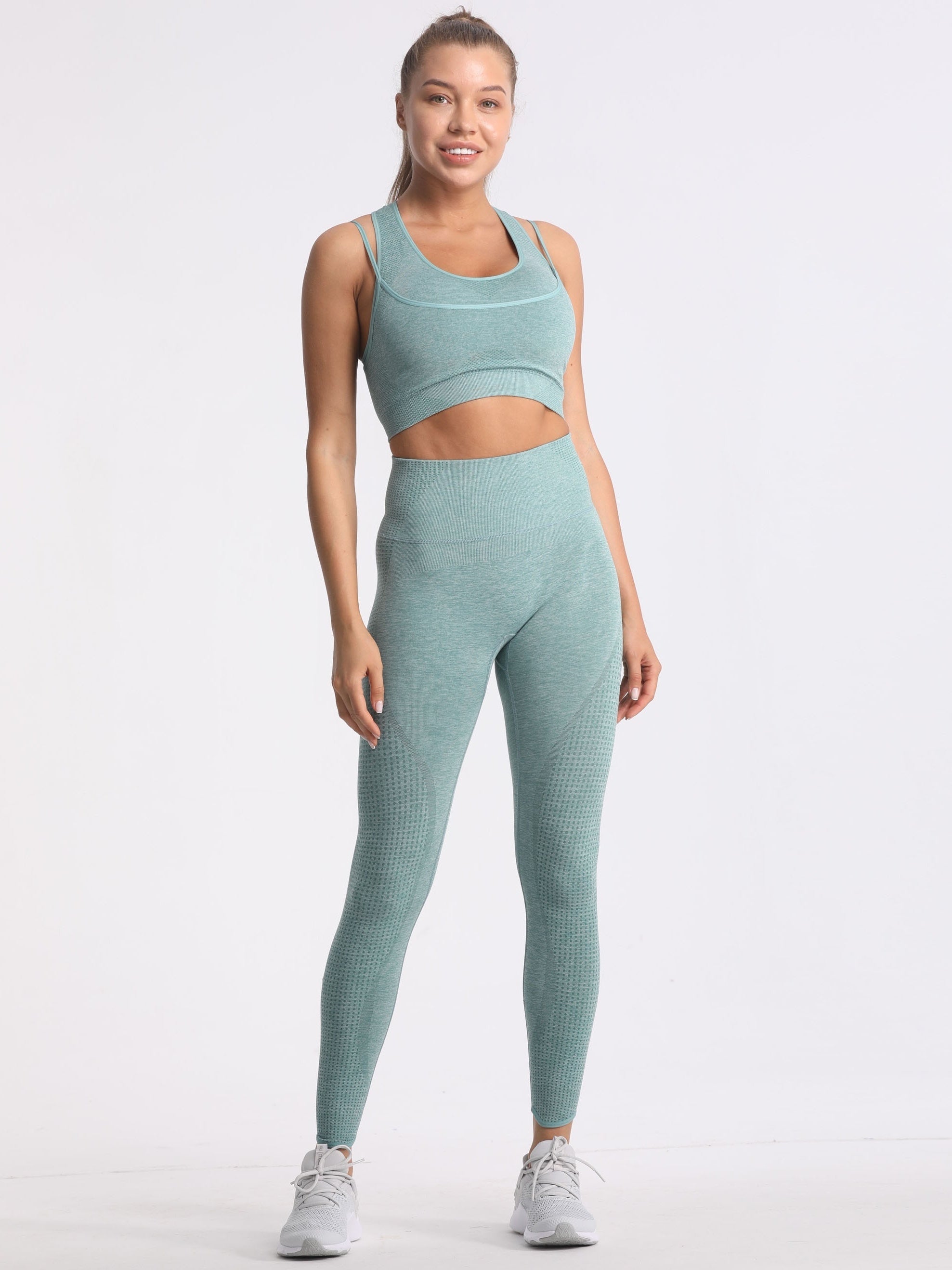 High Impact Sports Set Racer Back Crop Top & Legging Yoga Suits