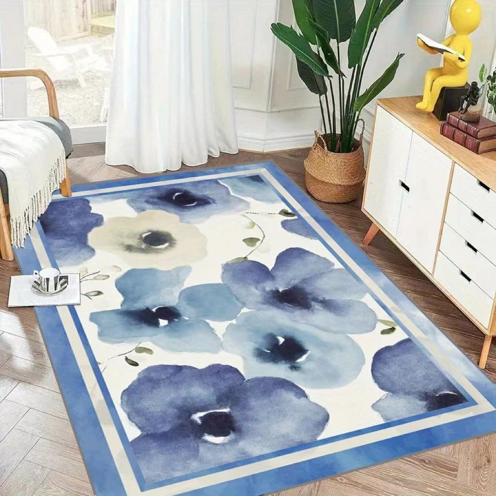 Vintage Floral Pattern Area Rug Stain Resistant Non Shedding Eco Friendly Carpet