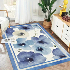 Vintage Floral Pattern Area Rug Stain Resistant Non Shedding Eco Friendly Carpet