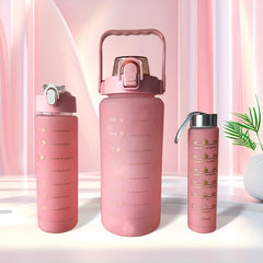 3pcs Portable Motivational Water Bottles with Scale for Outdoor Activities