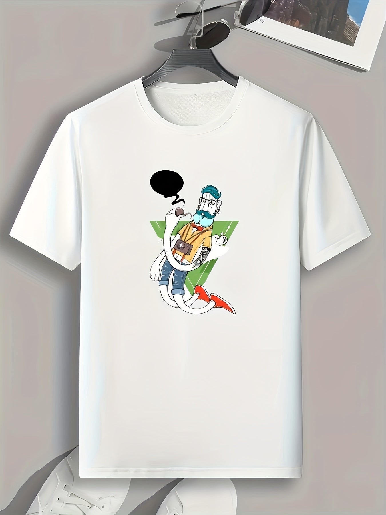 Cartoon Style Pattern Print Men's Comfy Sports T-shirt