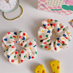 Girl's Love Heart Pattern Large Scrunchies Hair Ties