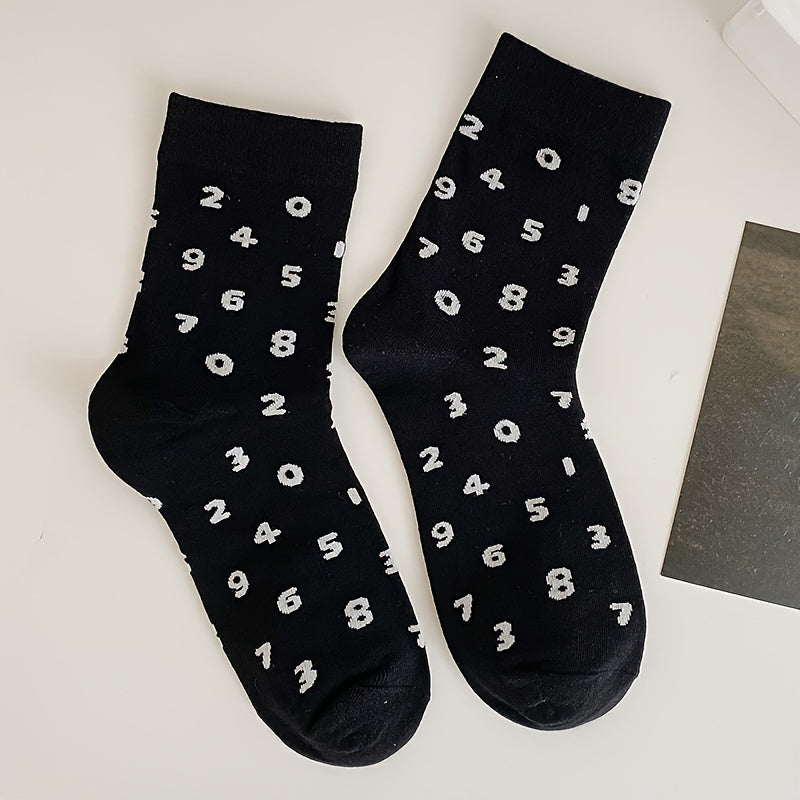 Number Print Socks Comfy Mid Tube Stockings