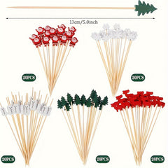100 Pcs Christmas Cocktail Picks Appetizer Decorative Toothpicks