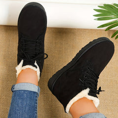Women's Plush Inner Snow Boots Lace Up Winter Ankle Boots