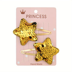 Sparkling Pentagram Heart Hair Clips Set for Christmas Parties