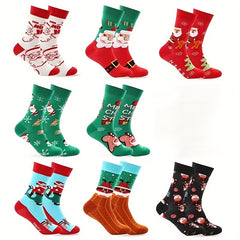 3 Pairs Christmas Pattern Socks Women's Stockings & Hosiery