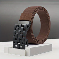 Men's Rectangular Hollow Canvas Belt Automatic Buckle
