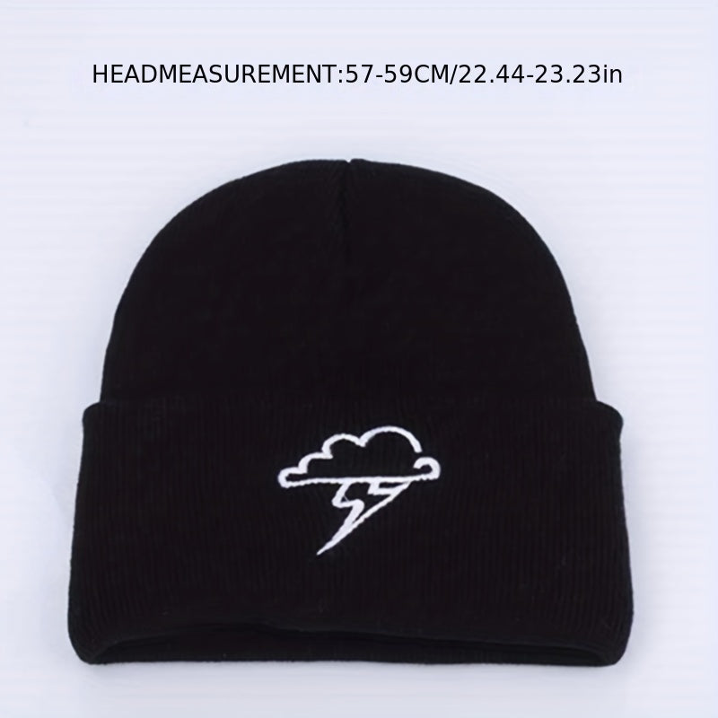 Clouds Embroidery Beanie Lightweight Warm Skull Cap Solid Coldproof Couple Knit