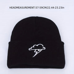 Clouds Embroidery Beanie Lightweight Warm Skull Cap Solid Coldproof Couple Knit