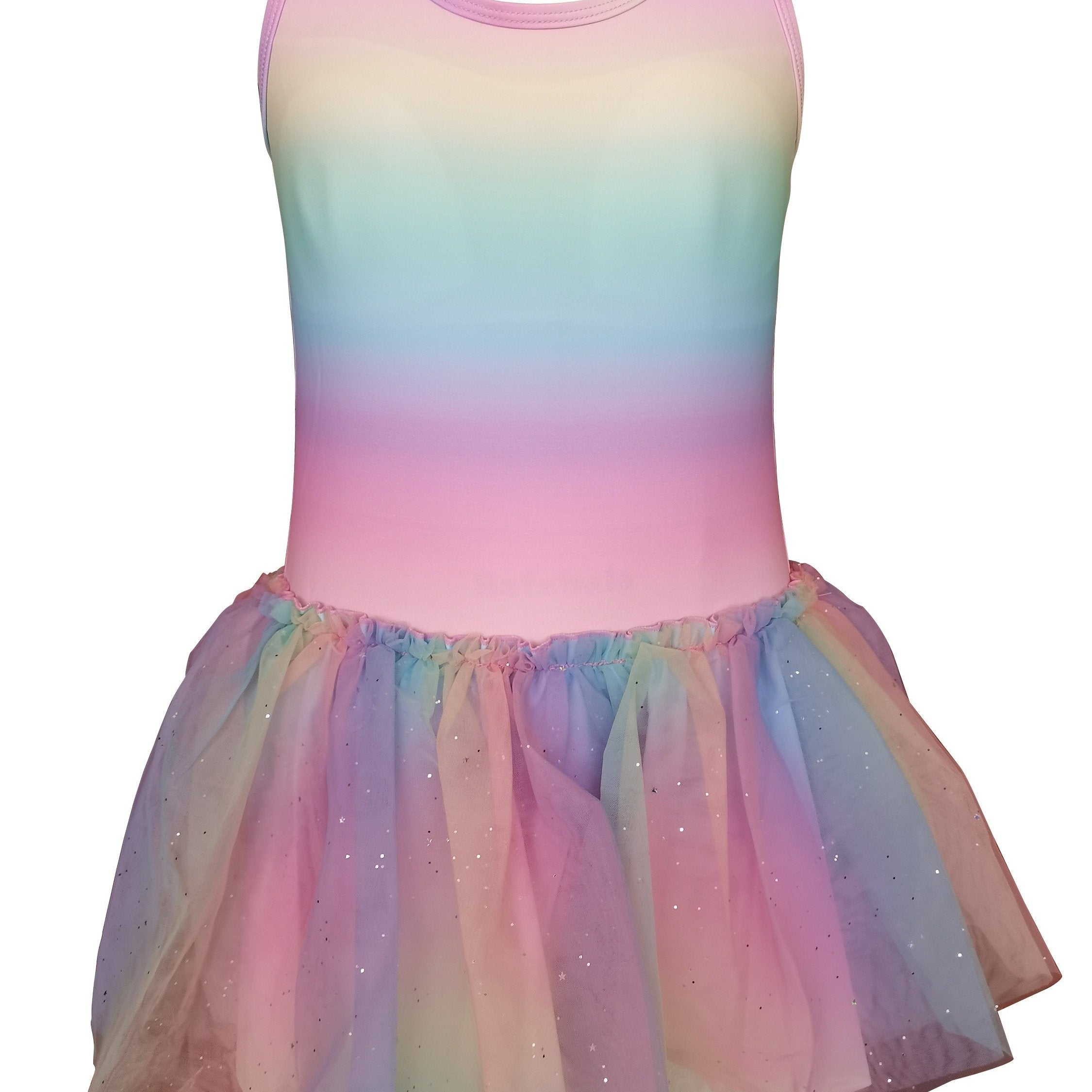 2pcs Gradient Swimsuit Set with Cap for Girls