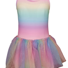 2pcs Gradient Swimsuit Set with Cap for Girls