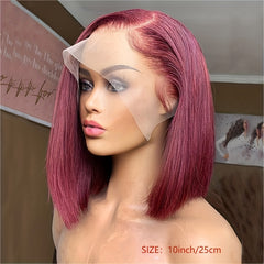 Short Bob Cut Straight Human Hair Wig 180 Density with Natural Hairline