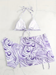 Marble Print Bikini Set 3 Piece Swimsuit