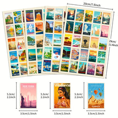 300pc 12 Sheets World Landmark Retro Poster Waterproof Stickers