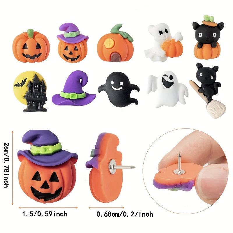 30pcs Halloween Resin Push Pins for Cork Board Photo Wall Bulletin