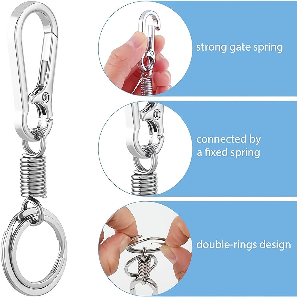4pcs Spring Buckle Keychain Clip Key Ring Retractable Key Ring Key Holder