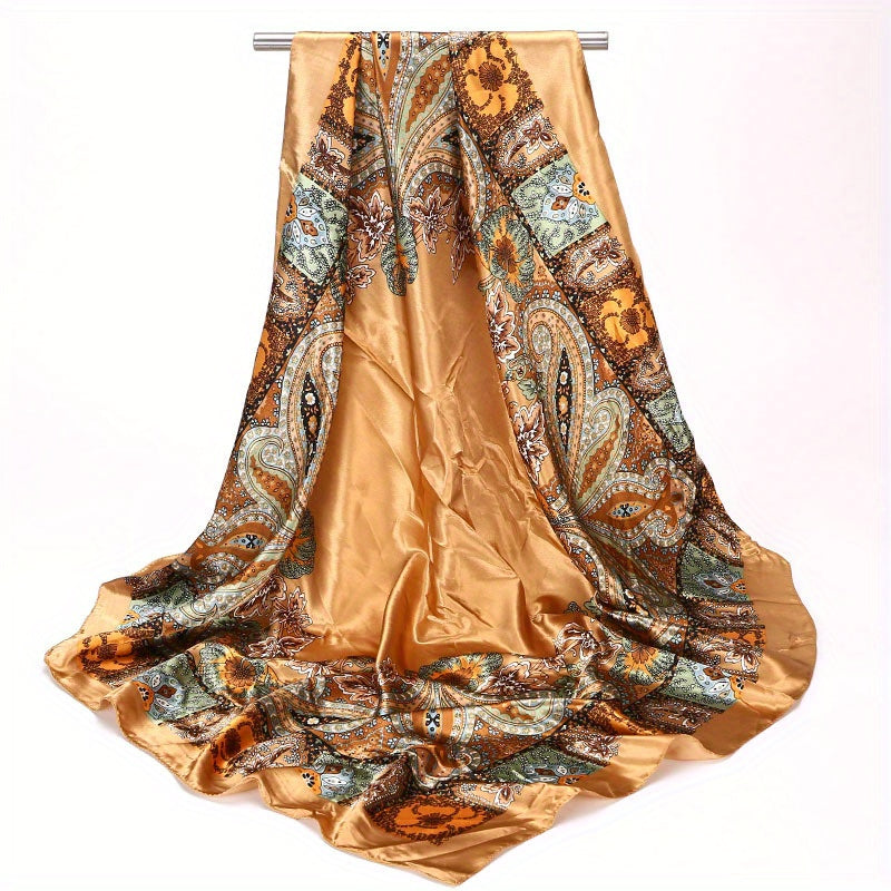 Fashionable Cashew Print Satin Square Scarf Large Shawl for Men