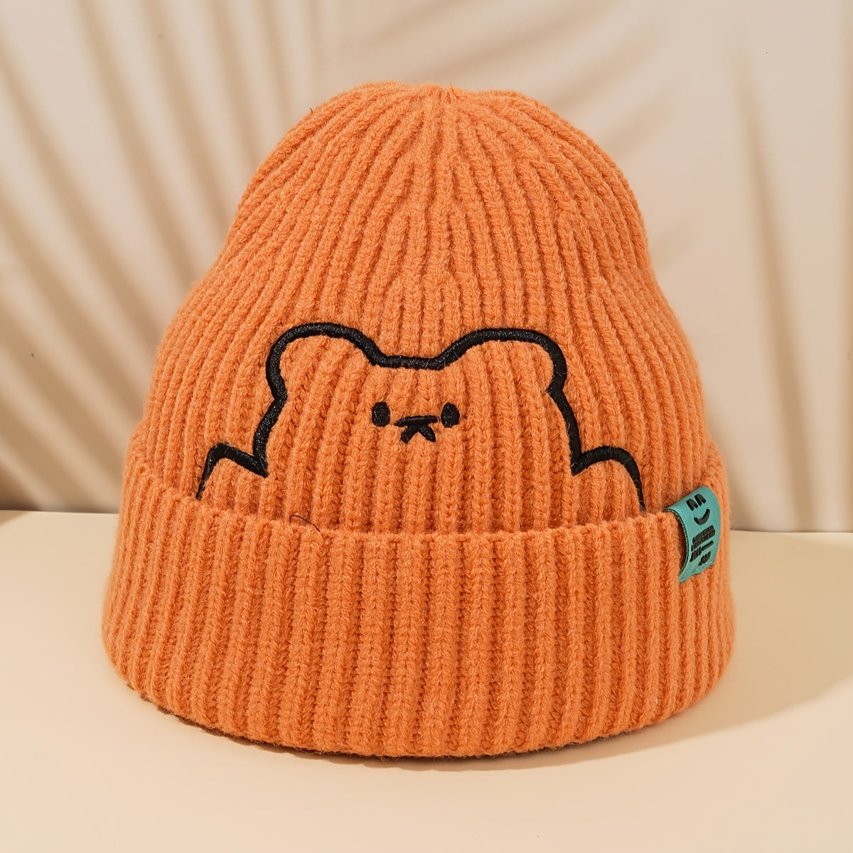 Cartoon Pattern Hat Bear Beanie Hat Warm Soft Knitted Hat For Women