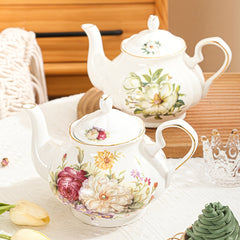 European Style Ceramic Teapot Floral Coffee Water Porcelain Gift
