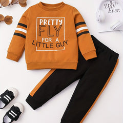 2pcs Boys PRETTY FLY FOR A LITTLE GUY Sweatshirt&Sweatpants Sets