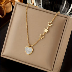 Stainless Steel Necklace Star Heart Pendant