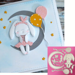 Moon Bunny Cutting Dies Animal Bow Balloon Rabbit Metal Stencil