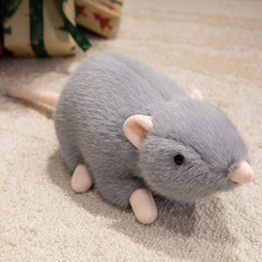 Soft Plush Mouse Toy Realistic Stuffed Animal with Brown & Olive Green Stripes
