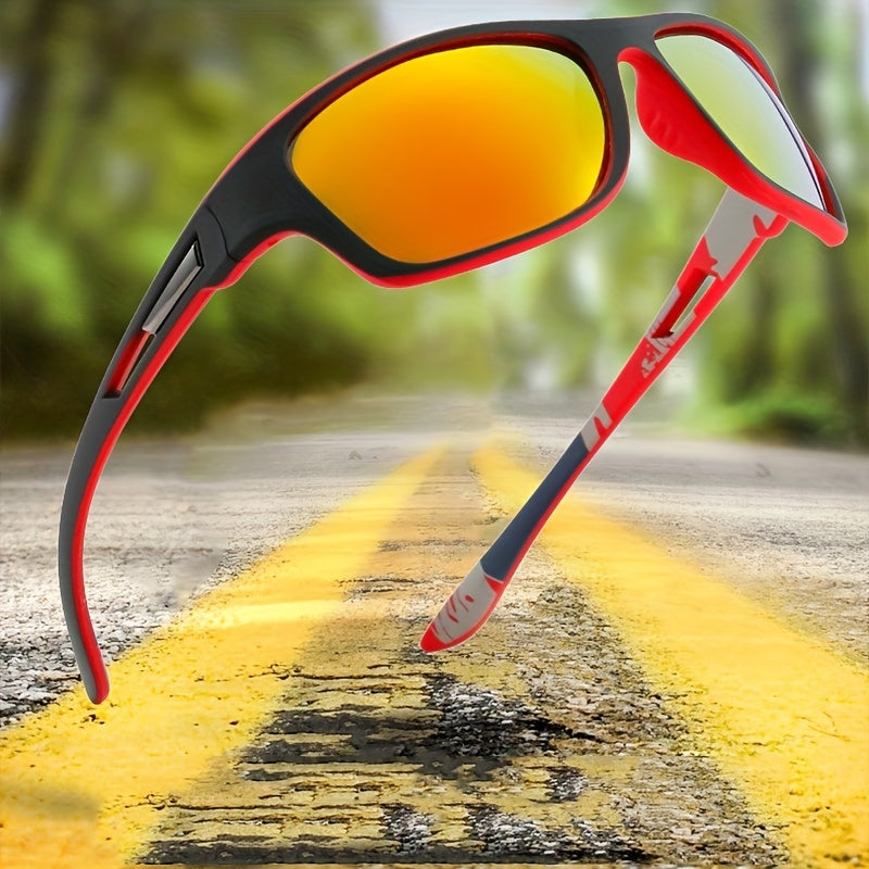 Sun Protection Square Frame Sports Sunglasses Colorful Lens PC Sports Glasses