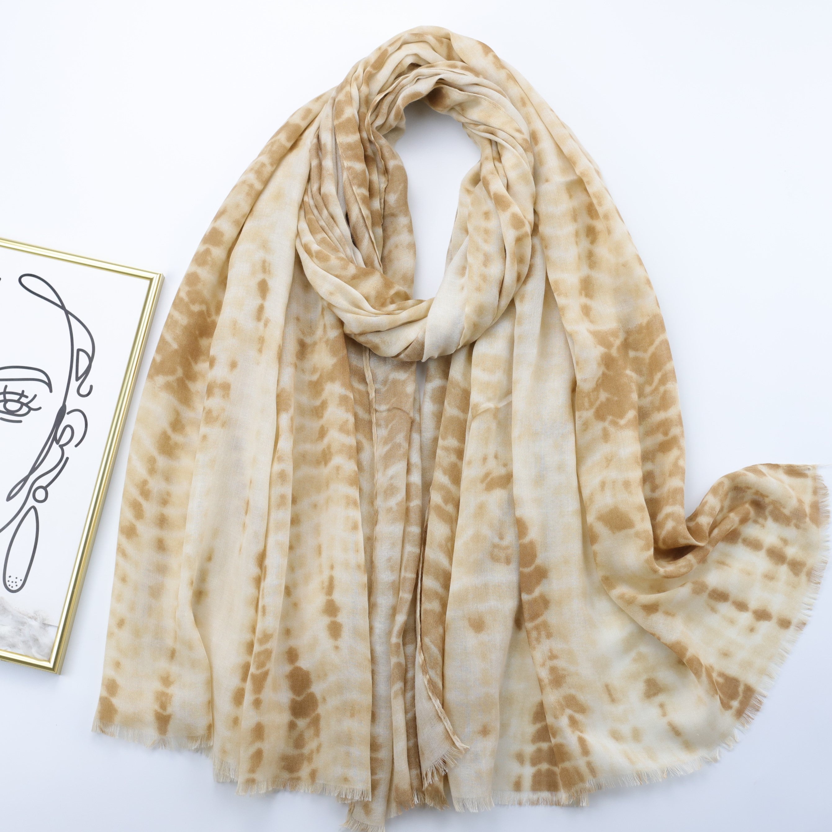 Boho Tassel Scarf Lightweight Beach Shawl Tie Dye