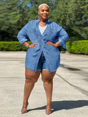 Flap Pockets Long Sleeves Denim Jackets Women's Clothing