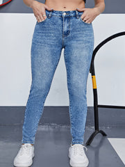 Women's Plus Button Fly Stretch Skinny Jeans
