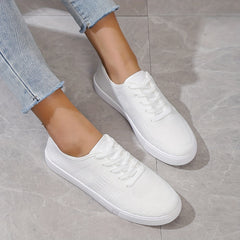 Women's Flat Knitting Sneakers Casual Breathable Lace Up Skate Shoes