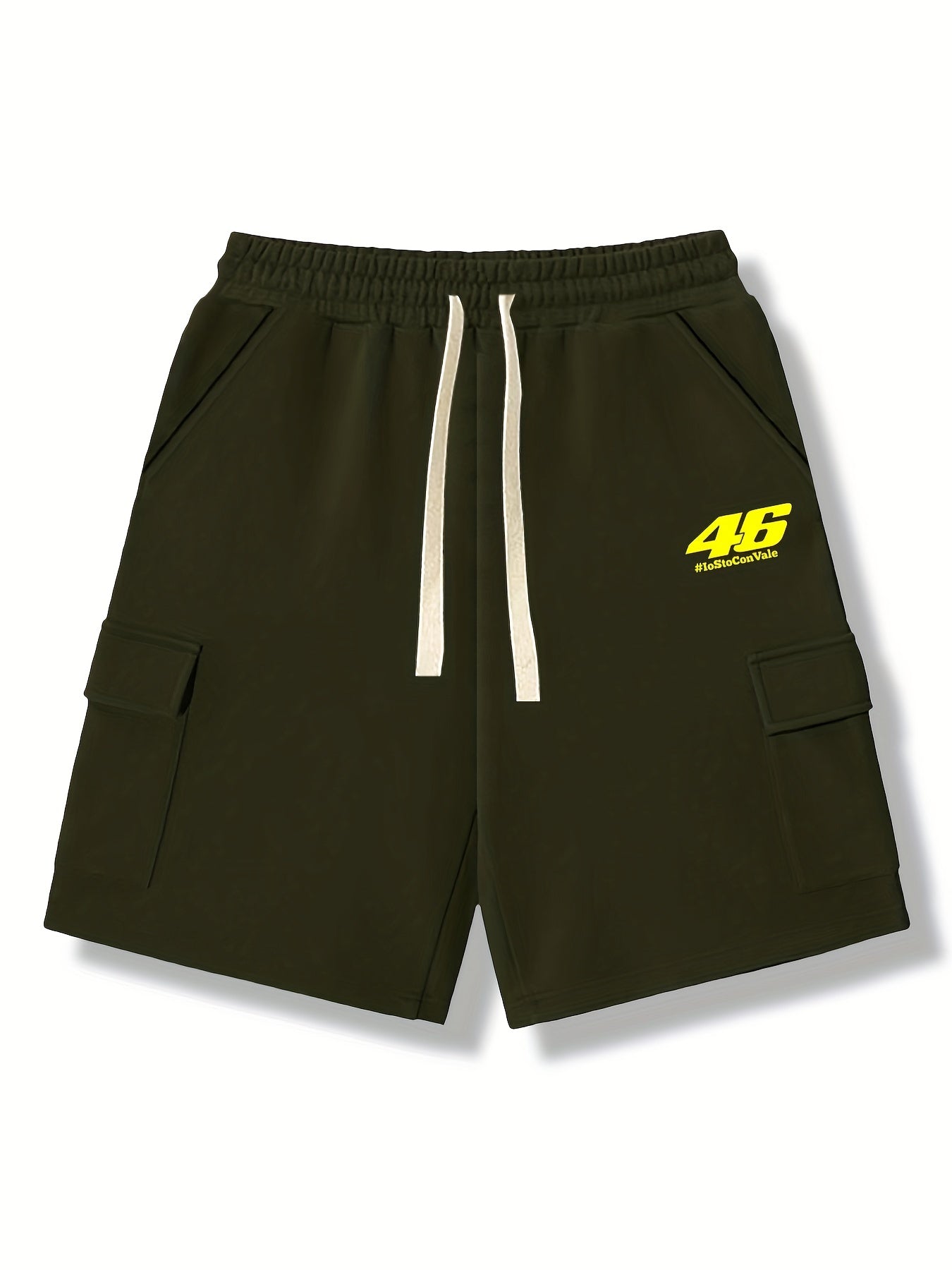 Men's Casual Solid Stretch Knee Long Elastic Waist Drawstring Shorts