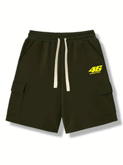 Men's Casual Solid Stretch Knee Long Elastic Waist Drawstring Shorts