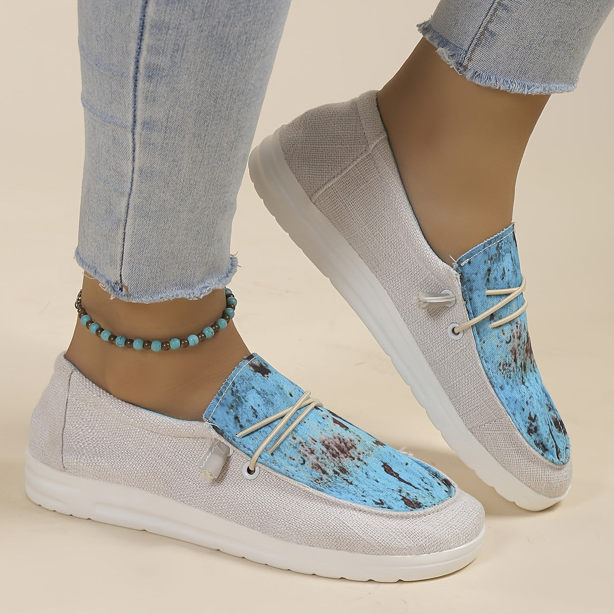 Women's Casual Print Flat Canvas Shoes Comfortable And Lightweight