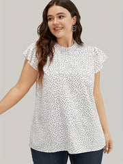 Dot Print Butterfly Sleeve Blouse