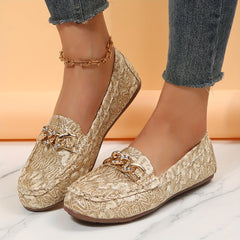 Chain Decor Loafers Slip On Flat Shoes