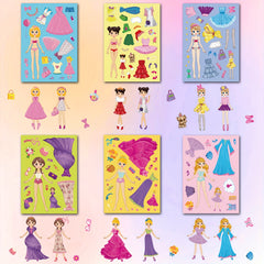 12pcs Princess Dress Up Stickers DIY Decals Self Adhesive PVC