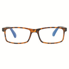 Men's Ultra Clear Spring Hinged Glasses Leopard Frame Light Blocking Glasses