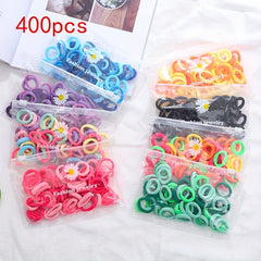 400pcs Cartoon Colorful Elastic Hair Ties - Girls' Hair Accessories