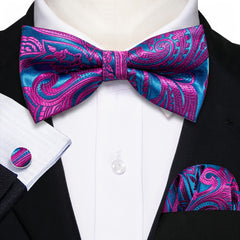 Barry Wang Purple Silk Bow Tie Set for Wedding