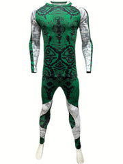 Men's Athletic Tracksuit Skinny Fit Long Sleeve Round Neck Jersey and Leggings